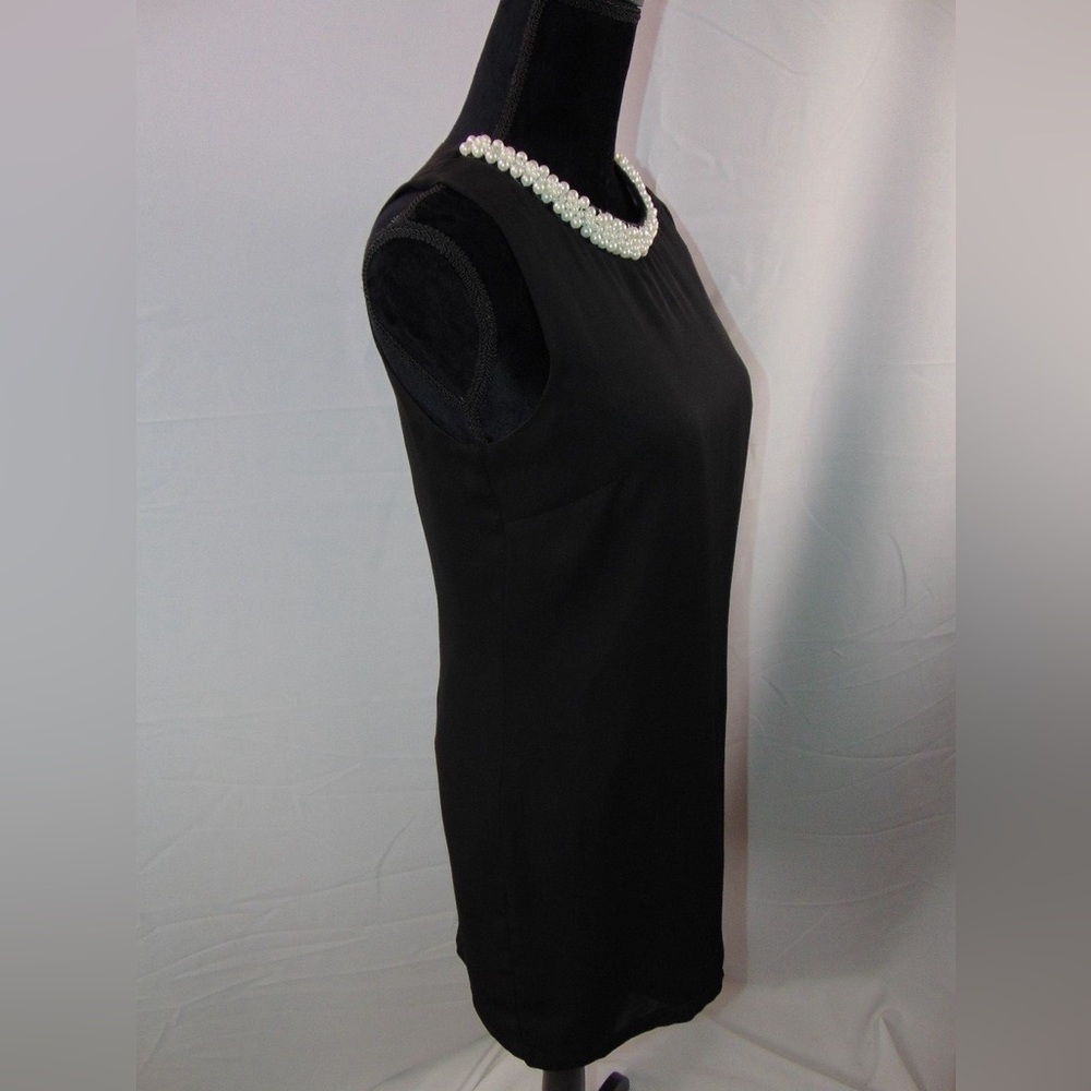 H&M Elegant Black Mini Dress with Pearl Detail